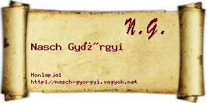 Nasch Györgyi névjegykártya
